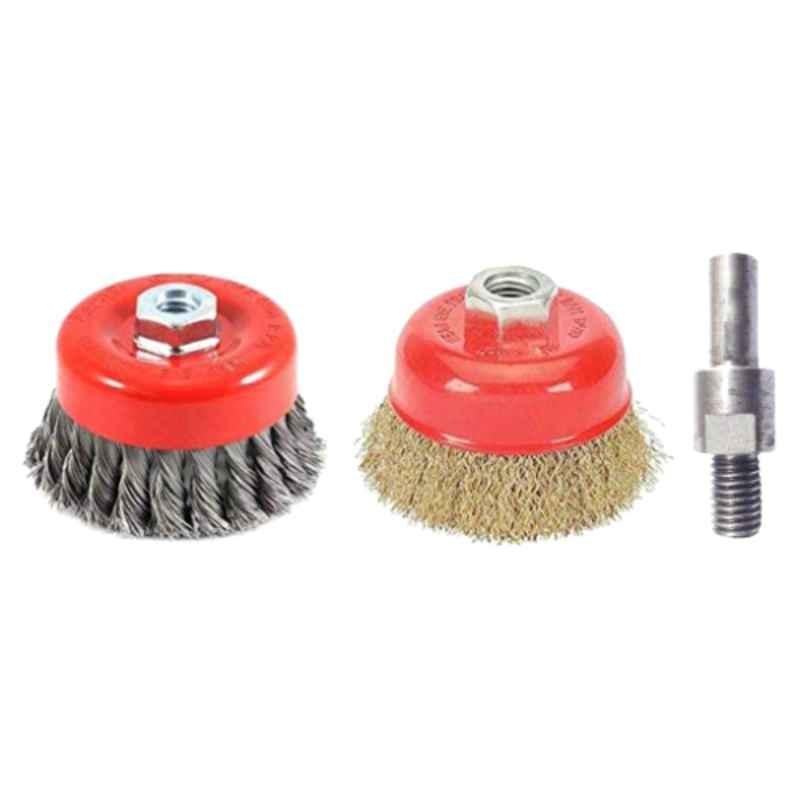 Buy H9 75mm Steel Golden & Black Twisted & Crimped Steel Wire Cup Brush Set  Online At Price ₹378