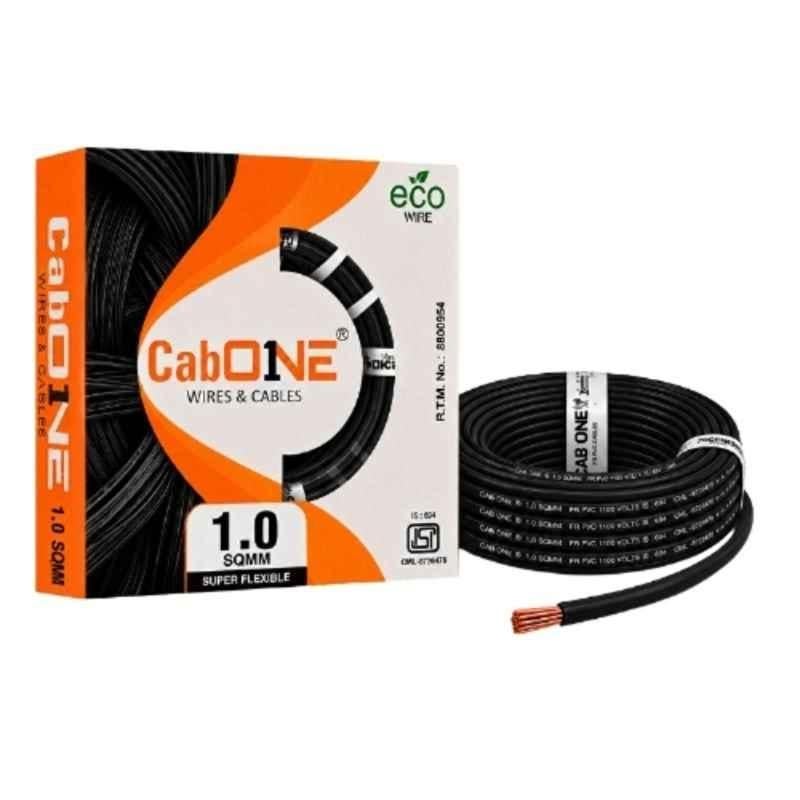 CabONE 1Sqmm Black FR PVC Multistrand CCA Electrical Wire, CabONE008, Length: 90 m
