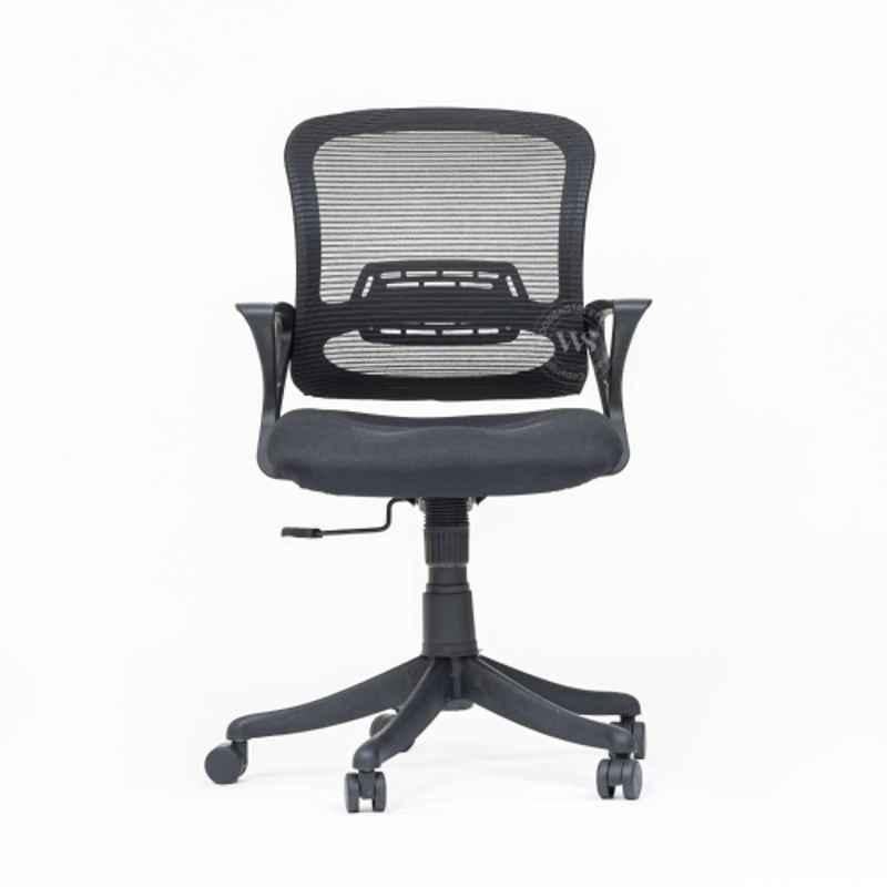 OfficeArray Aquila Black Medium Back Armrest Mesh Office Chair with Lumbar Support