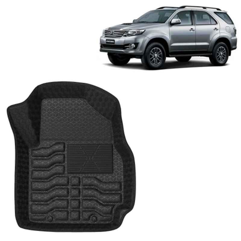 Kingsway 4 Pcs Premium 4.5D 100% Waterproof Tray Shape PVC Black Car Floor Mat Set for Toyota Fortuner 2008 to 2017 All Model