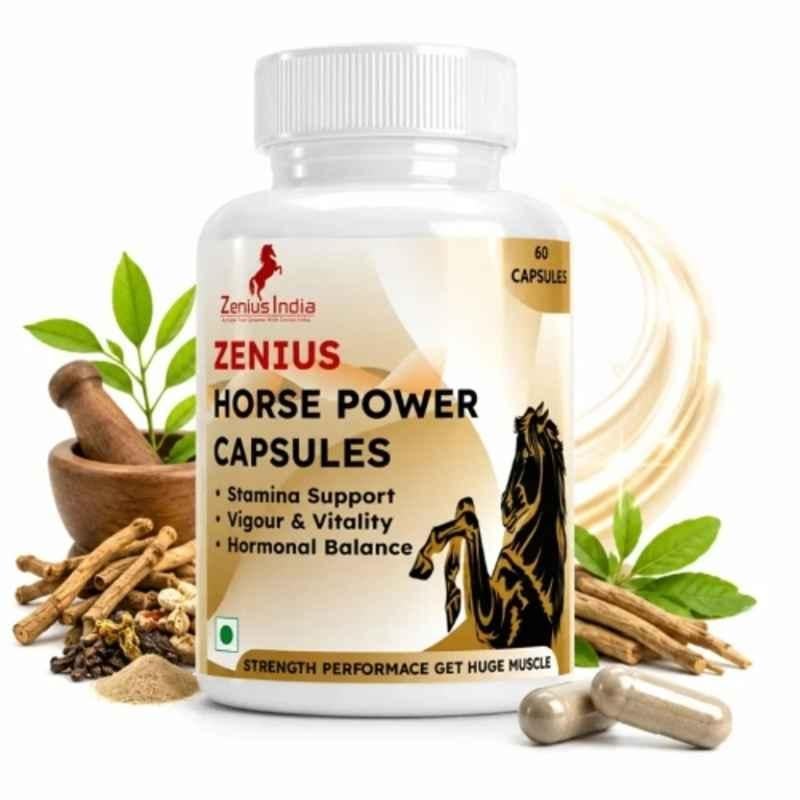 Zenius India 60 Pcs Horse Power Capsule with Shilajit, Ashwagandha, Safed Musali, Akarkara & Kali Tulsi Beej for Stamina Support, Hormonal Balance, Vigour & Vitality