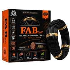 Fabgold 1.5 Sqmm Black FR PVC Multi Strand Electrical Wire, FABGOLD14, Length: 90m