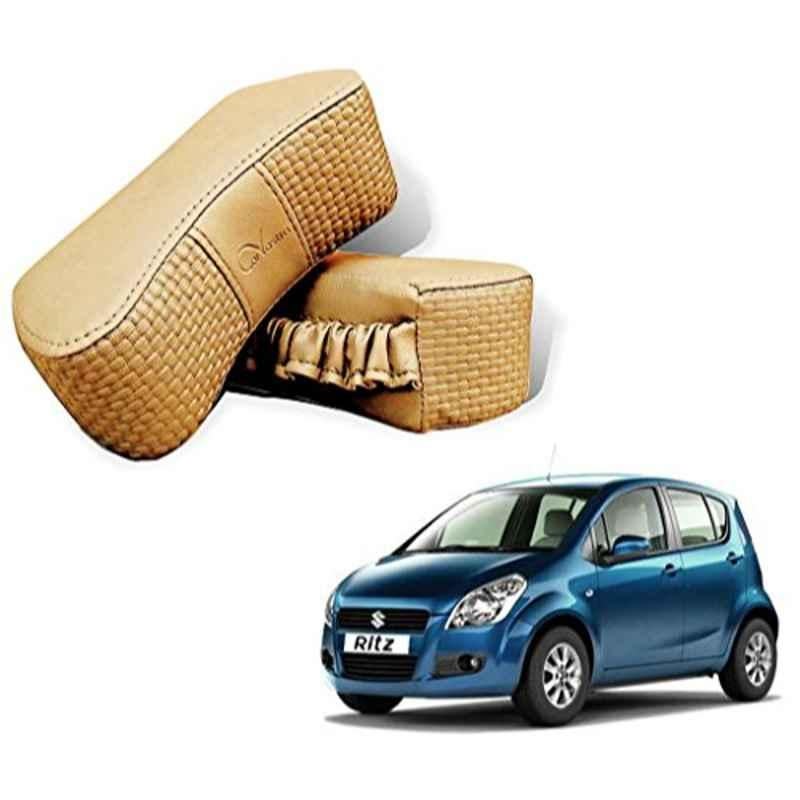 Kozdiko 2 Pcs Memory Foam Beige Neck Rest Cushion Pillow Set for Maruti Suzuki Ritz