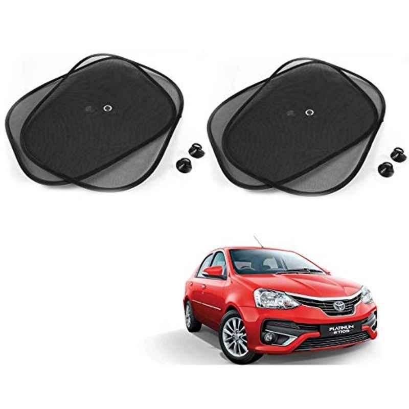 Kozdiko 4 Pcs Black Chipokoo Car Window Sunshade Curtain Set for Toyota Etios Platinum, koz_79118