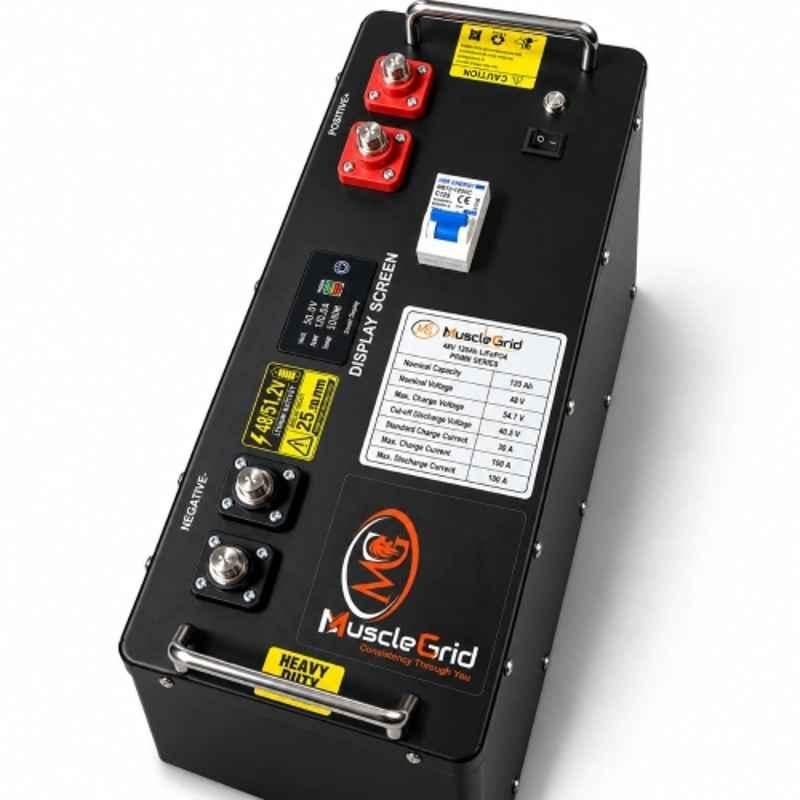 Muscle Grid Prime 120Ah 48V LiFePO4 Solar Battery with 6000+ Battery Life Cycle & 5 Years Warranty, MG-B0HG483K2L