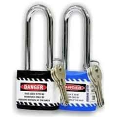 Asian Loto 2 Pcs 65mm Blue & Black Long Shackle Jacket Padlocks Set for Safety, ALC-LPL-BK