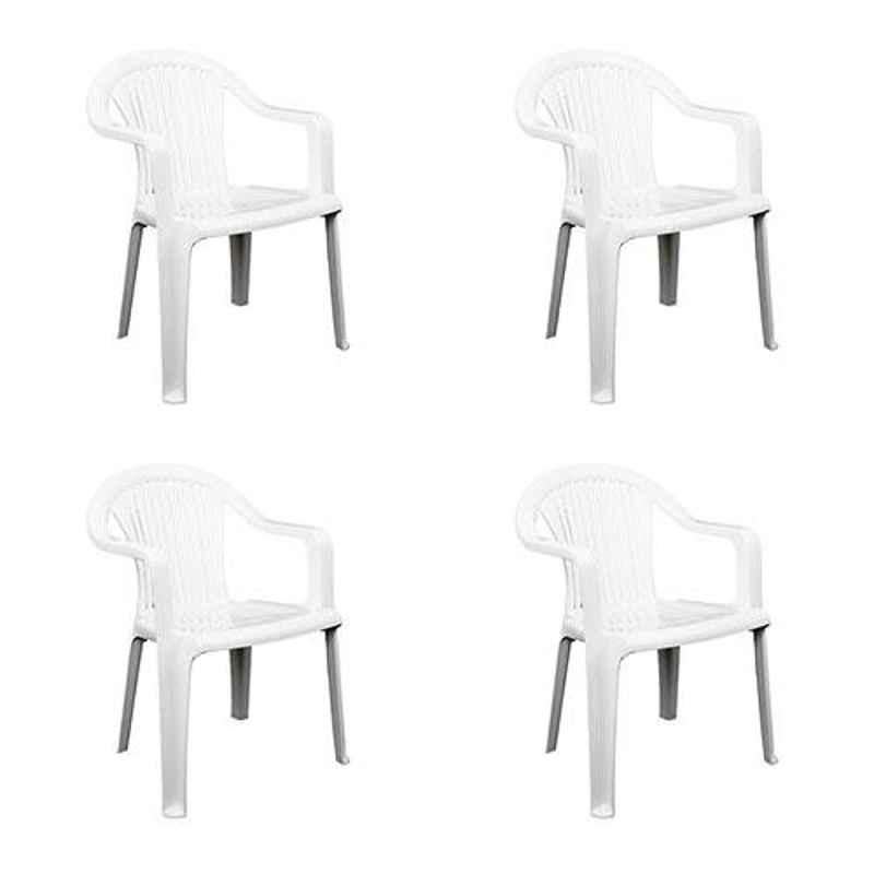 Italica Polypropylene White Luxury Arm Chair, 9201-4 (Pack of 4)