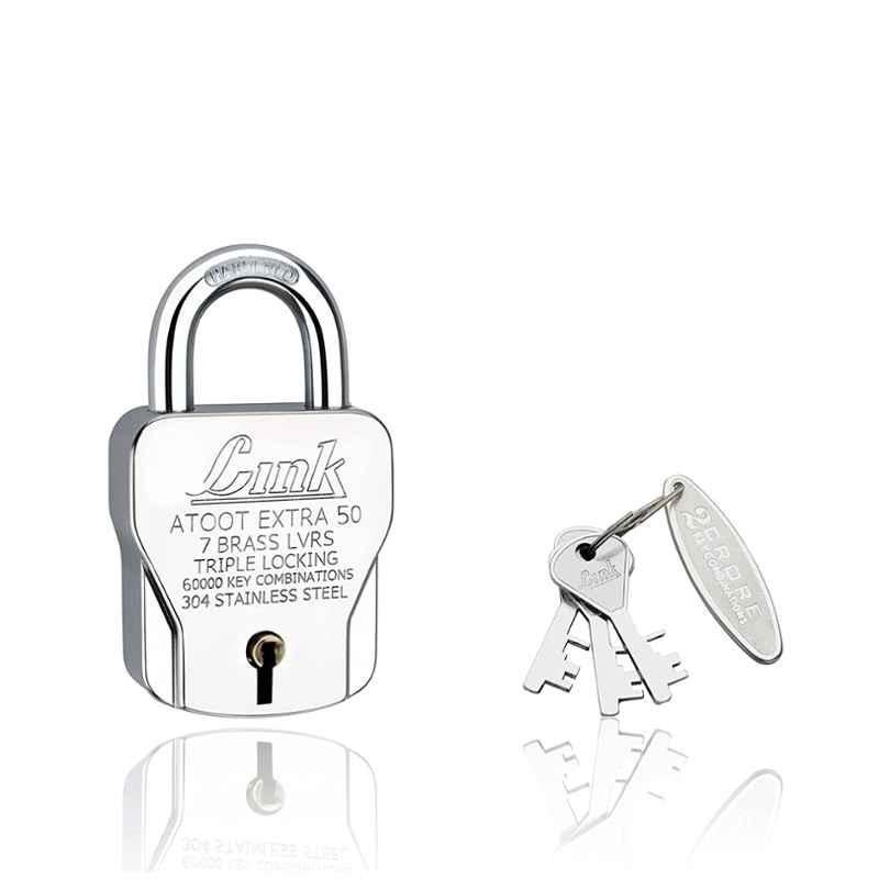 Link 50mm Stainless Steel Padlock with 3 Keys, ATOOT-EXTRA-50-SS
