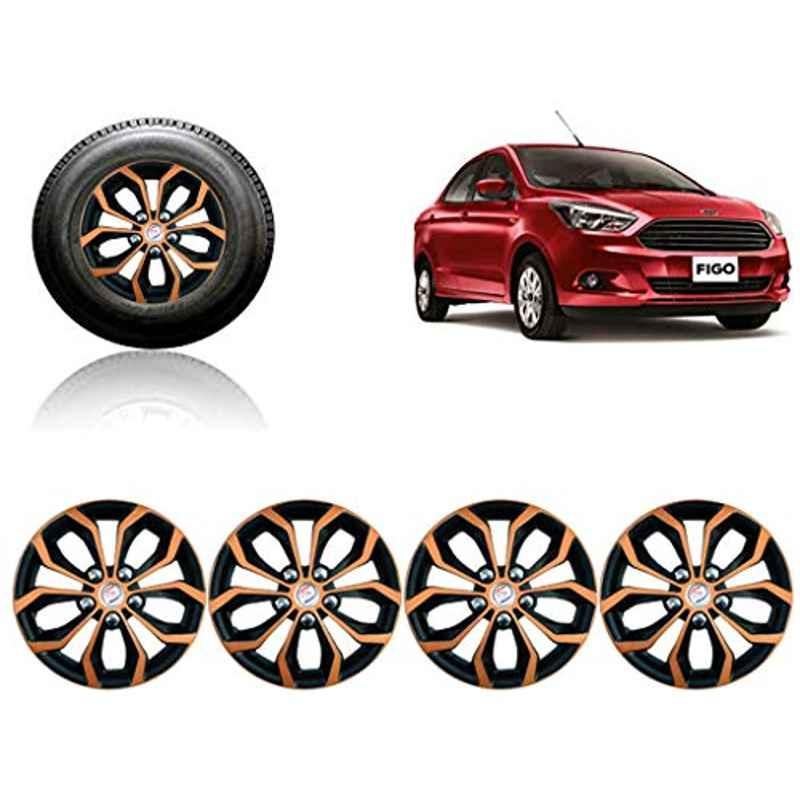 Auto Pearl 4 Pcs 14 inch ABS Black & Copper Car Wheel Cover Set for Ford Figo 2015
