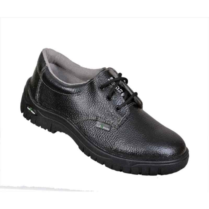 Safe Ride Black Eye Buff Barton Leather Steel Toe Black Safety Shoes, Size: 9