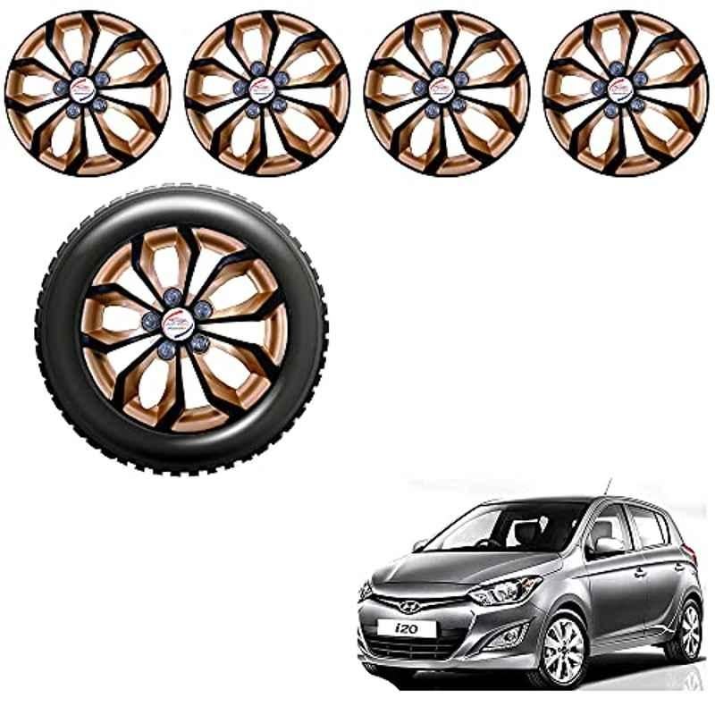 Auto Pearl 4 Pcs 14 inch ABS Golden & Black Car Wheel Cover Set for Hyundai i20
