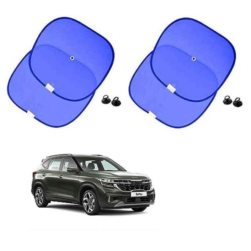 Kozdiko 4 Pcs Blue Chipkoo Car Window Sunshade Curtain Set for Kia Seltos Facelift 2023-Present, tryrvwrbee12