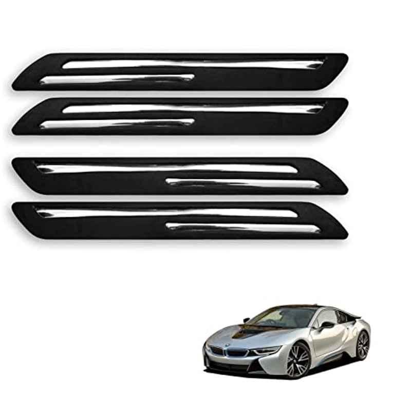 Kozdiko 4 Pcs Rubber Black Double Chrome Strips Car Bumper Protector Guard Set for BMW I8