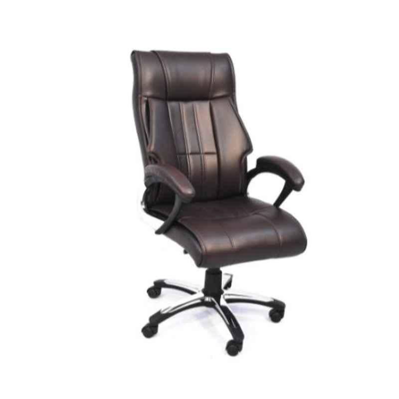 POJ Ray Leatherette Chocolate Brown High Back Executive Office Chair, POJREV999