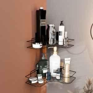 Lorazzo Classic Alloy Steel Black Multipurpose Corner Shelve (Pack of 2), LRZ CCS0151 S02