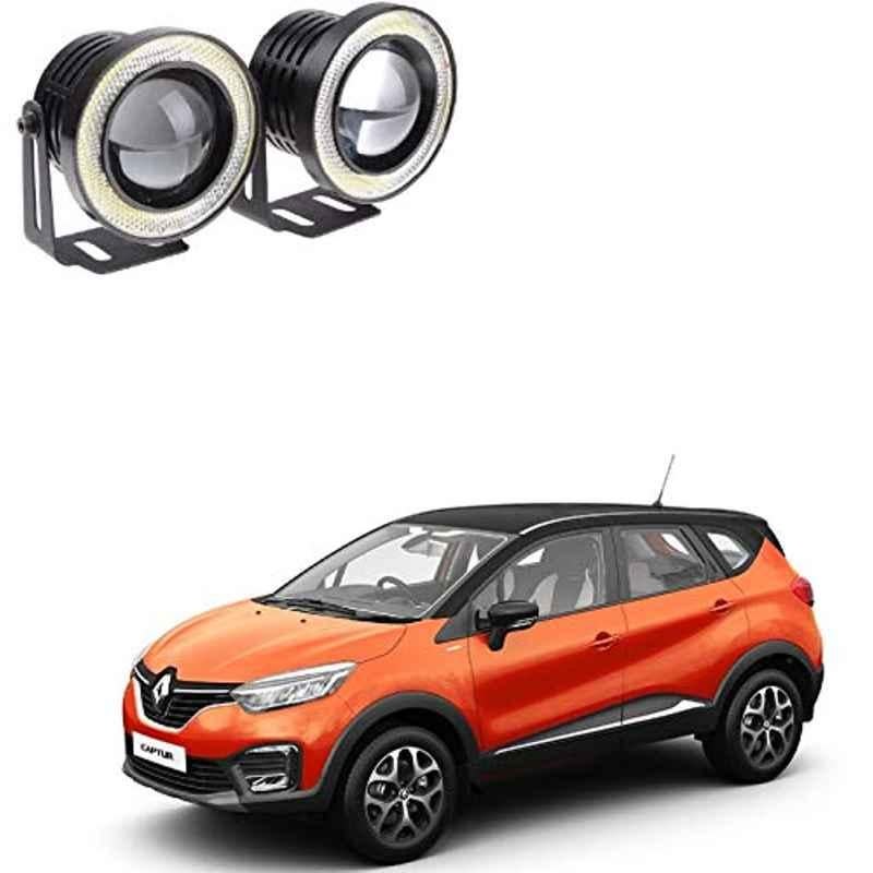 Kozdiko 2 Pcs 15W 3.5 inch High Power White LED Projector COB Fog Light Set with White Angel Eye Ring for Renault Captur, koz_72513