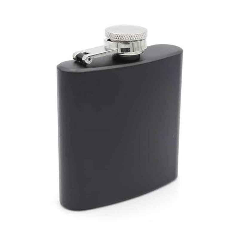 A-One 198ml Black Stainless Steel Pocket Hip Flask