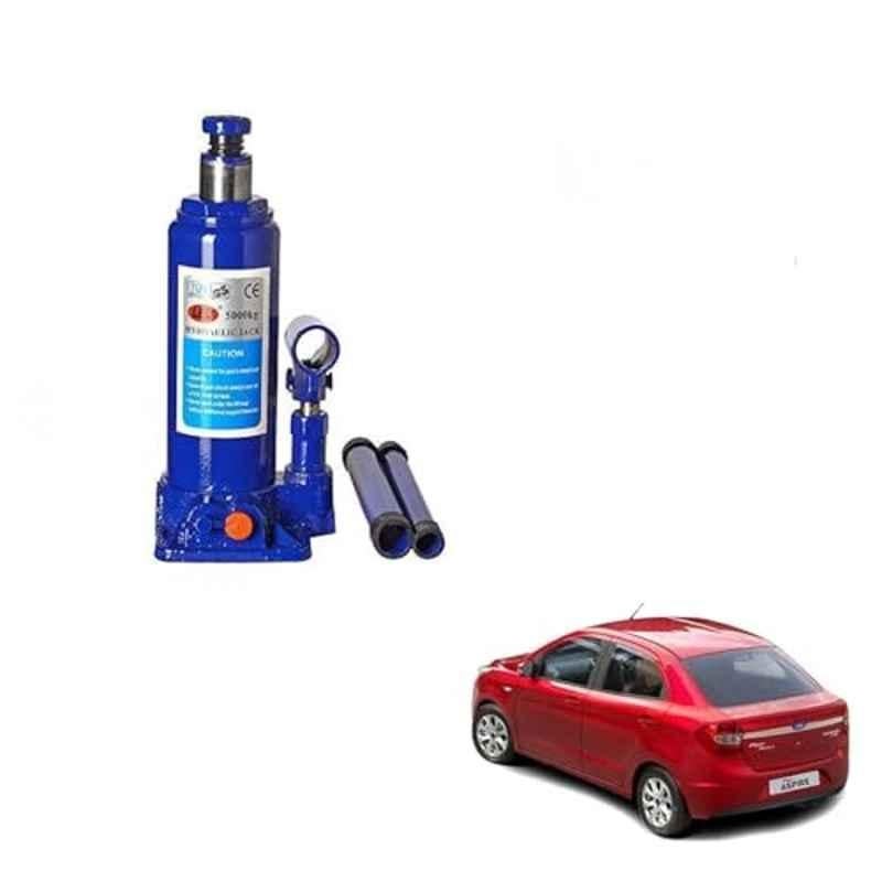 Kozdiko 5 Ton Iron Blue Hydraulic Bottle Jack with Two Rods for Ford Figo Aspire