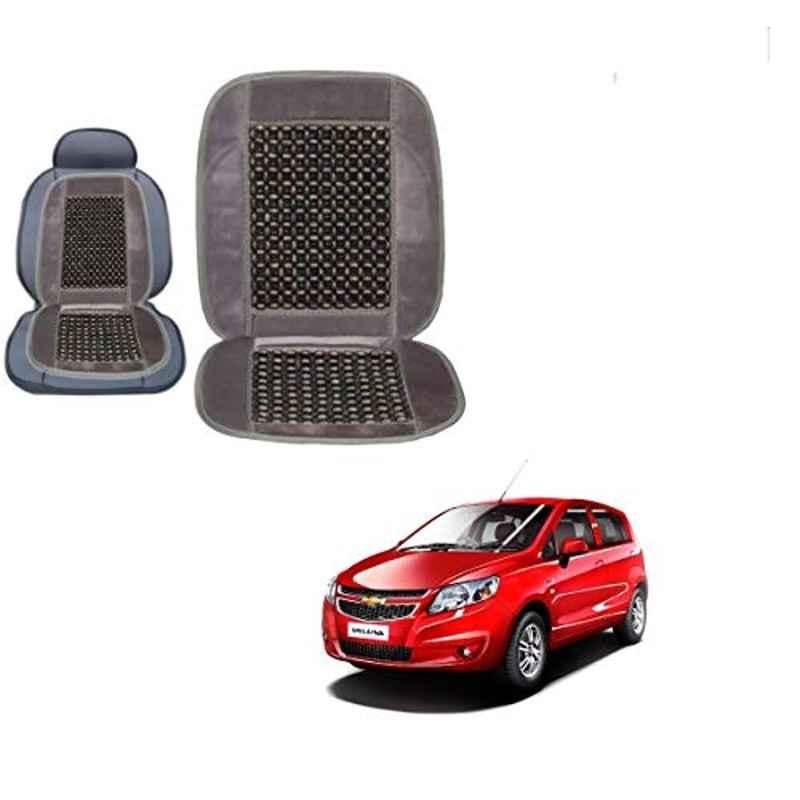 Kozdiko Wooden Bead Seat with Grey Velvet Border for Chevrolet Sail UVA