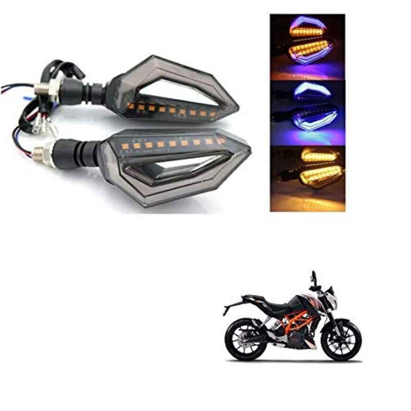 Kozdiko 4 Pcs Bike D Shaped 9 LED Front & Rear Side Turn Signal Indicator Light Set for KTM Duke 390 ABS