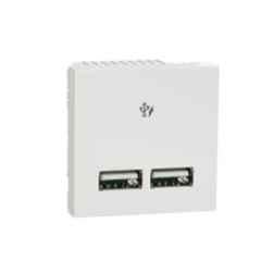 Schneider Electric Unica Pure 2.1A 2 Module Polar White USB Charger, UNS21USB2P2M_WE (Pack of 10)
