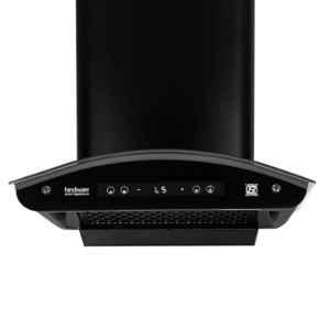 Hindware Alexio Plus 75cm Alloy Steel Black Auto-Clean Filterless Curved Glass Kitchen Chimney with 3 Years Warranty