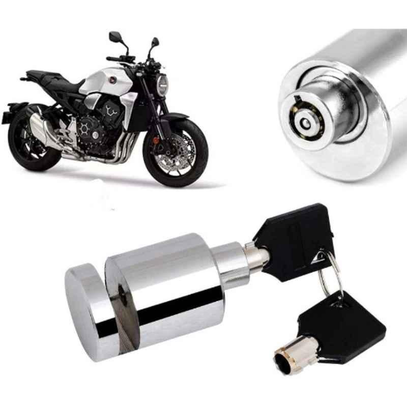 Auto Pearl Stainless Steel Silver Heavy Duty Anti Theft Motorcycle Disc Brake Lock, Lock-197