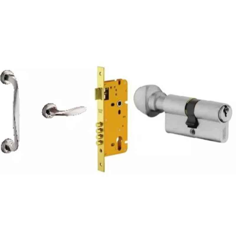 Dorset Skat Stainless Steel Silver Chrome Finish Door Handle Lock Set for Left Hand Side