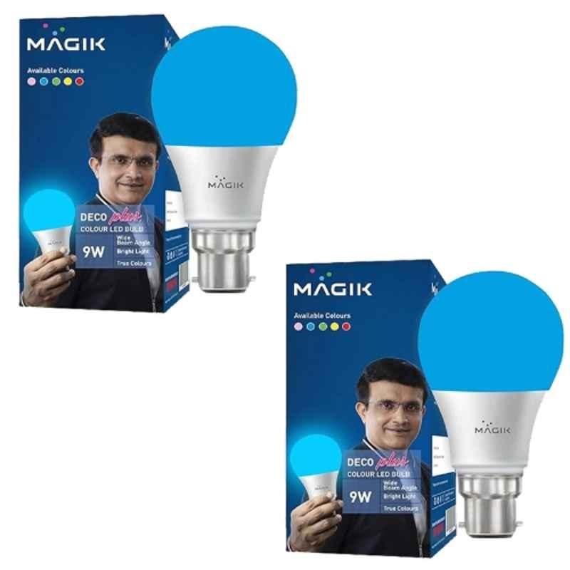 Magik Deco Plus 9W B22 Polycarbonate Blue LED Bulb (Pack of 2), LUDP009B4257E2