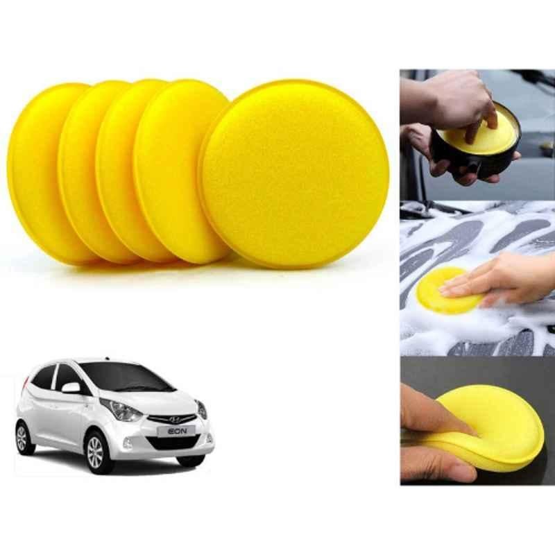 Auto Pearl Polyurethane Beige Washing & Waxing Polish Foam Sponge for Eon ERA (Pack of 5)