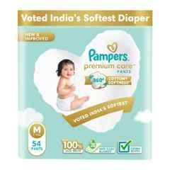 Pampers 54 Pcs Premium Care Cottony Softness Baby Diaper Packet, Size: Medium