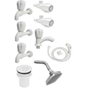 Senkiddpro 9 Pcs PVC & ABS White Bathroom Fitting Set