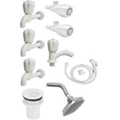 Senkiddpro 9 Pcs PVC & ABS White Bathroom Fitting Set