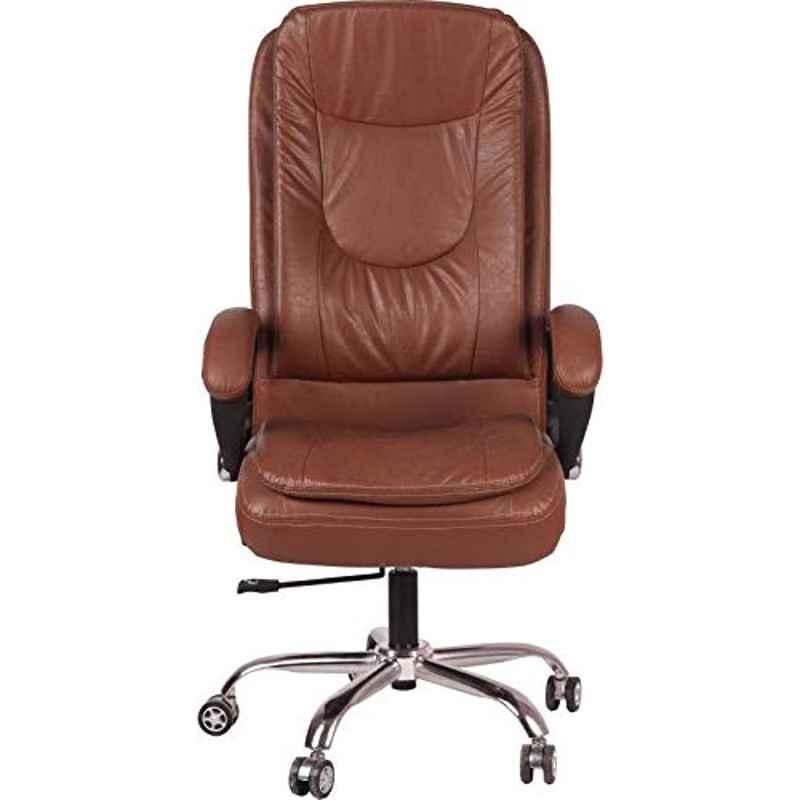 KDF Mart Upholstery Fabric Brown Medium Back Adjustable Executive Swivel Chair with Back Support, MIS139