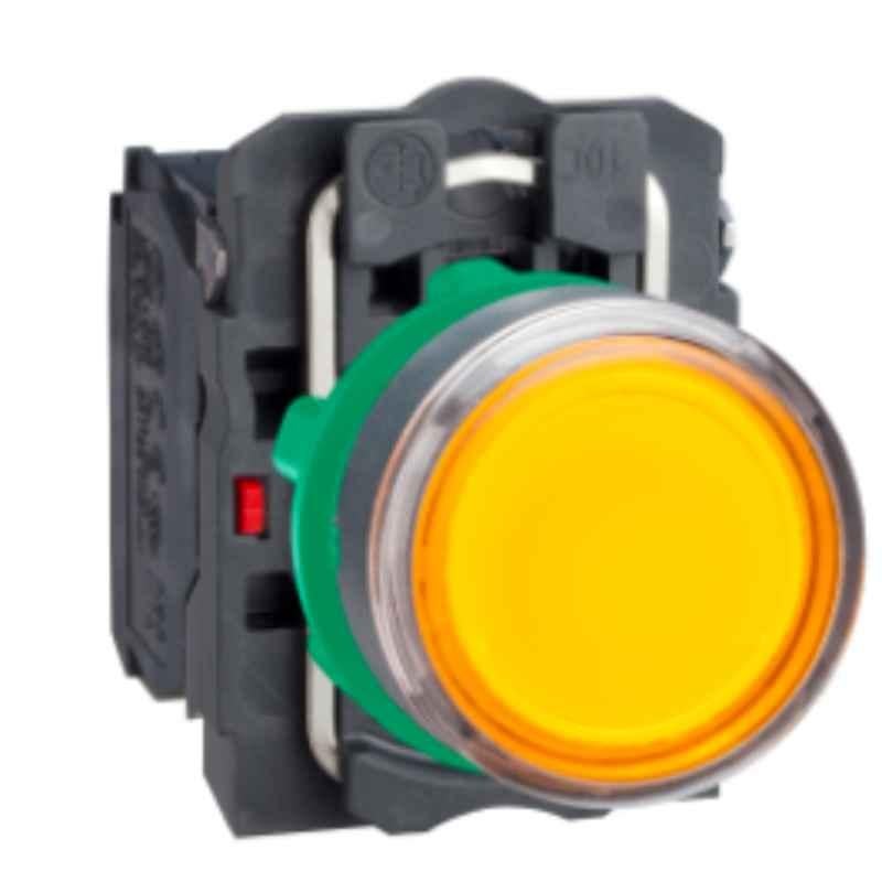 Schneider Harmony 1NO+1NC Plastic Orange Flush Illuminated Spring Return Push Button, XB5AW35G5