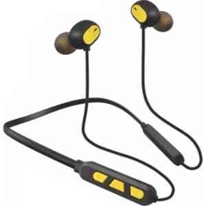 Hitage Platinum Yellow & Black In the Ear Wireless Bluetooth Neckband with Mic, NBT-7676