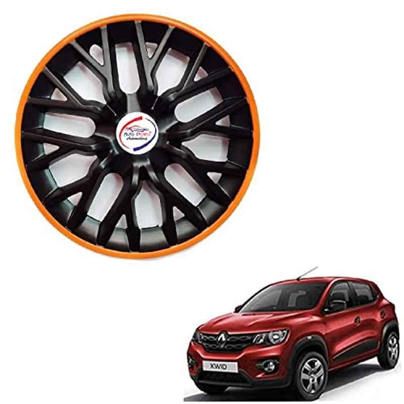 Auto Pearl 4 Pcs 13 inch ABS Black & Orange PBO27 Hubcap Wheel Cover Set with Retention Ring for Renault Kwid