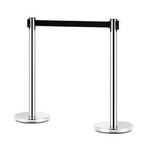 Kunplast Q Please 2 Pole 1 Rope Black Safety Barriers Stand Set for Movie Theatre & Que Manager, KP-QM-Black