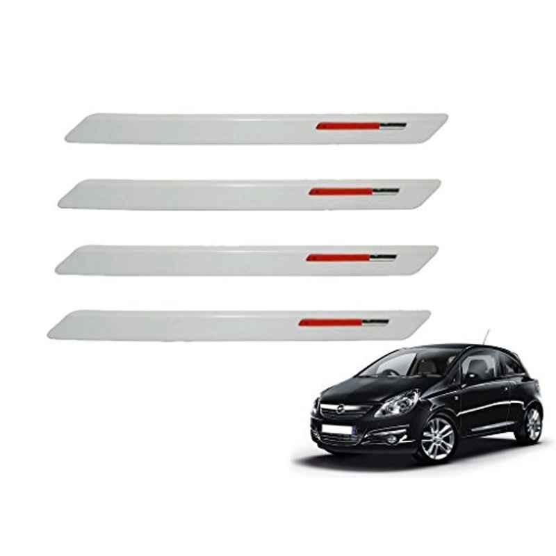 Kozdiko 4 Pcs White & Red Designer Car Bumper Protector Set for Opel Corsa, KOZ-31447