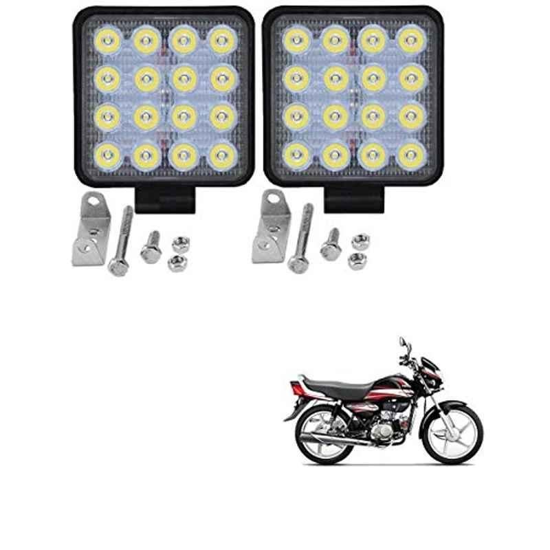 Kozdiko 2 Pcs 48W 16 LED Square Bright Beam White Fog Light Set for Hero HF Deluxe Eco, koz_92874