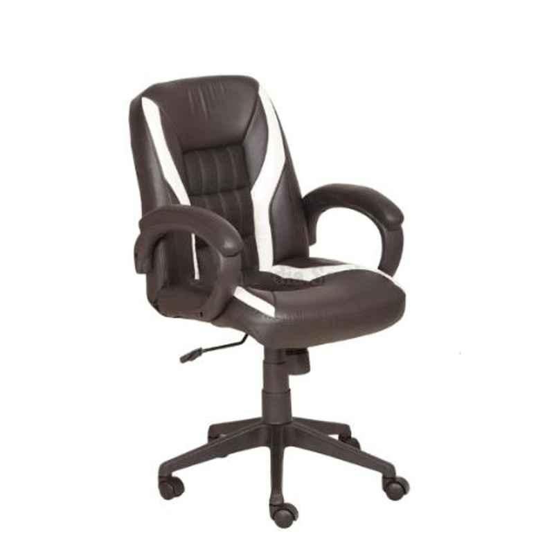 Modern India Leatherette Black & White High Back Office Chair, MI257 (Pack of 2)