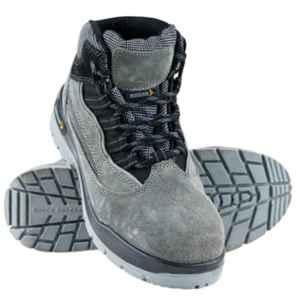 Mallcom Manx Suede Leather Double Density PU Sole Steel Toe Grey High Ankle Safety Shoes, Size: 5