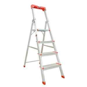 EMAC Pro 4 Step Aluminium Silver Anti Skid Folding Ladder with Tool Tray & 5 inch Wide Step, EMP-4