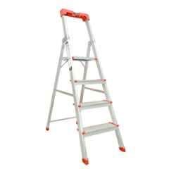 EMAC Pro 4 Step Aluminium Silver Anti Skid Folding Ladder with Tool Tray & 5 inch Wide Step, EMP-4