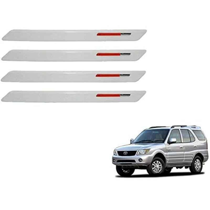 Kozdiko 4 Pcs White & Red Designer Car Bumper Protector Set for Tata Safari, KOZ-65749