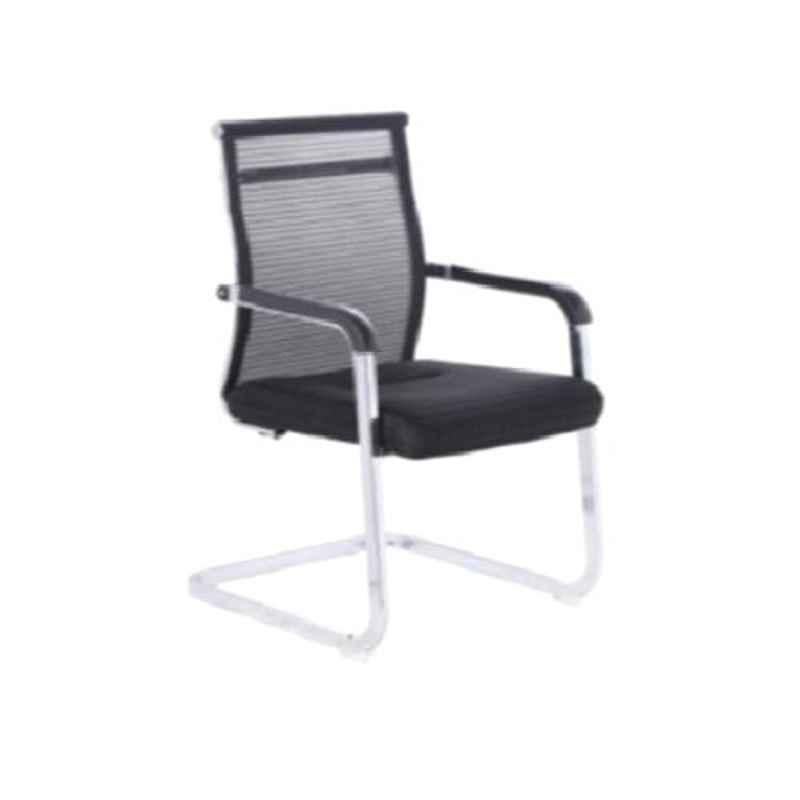 VJ Interior Visitant Polypropylene & Upholstery Net Fabric Black Fix Frame Chair, VJ-701