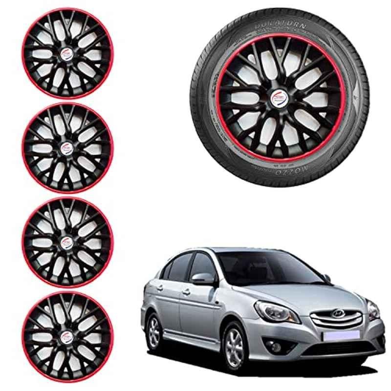 Auto Pearl 4 Pcs 14 inch ABS Black & Red Car Wheel Cover Set for Hyundai Verna Transform