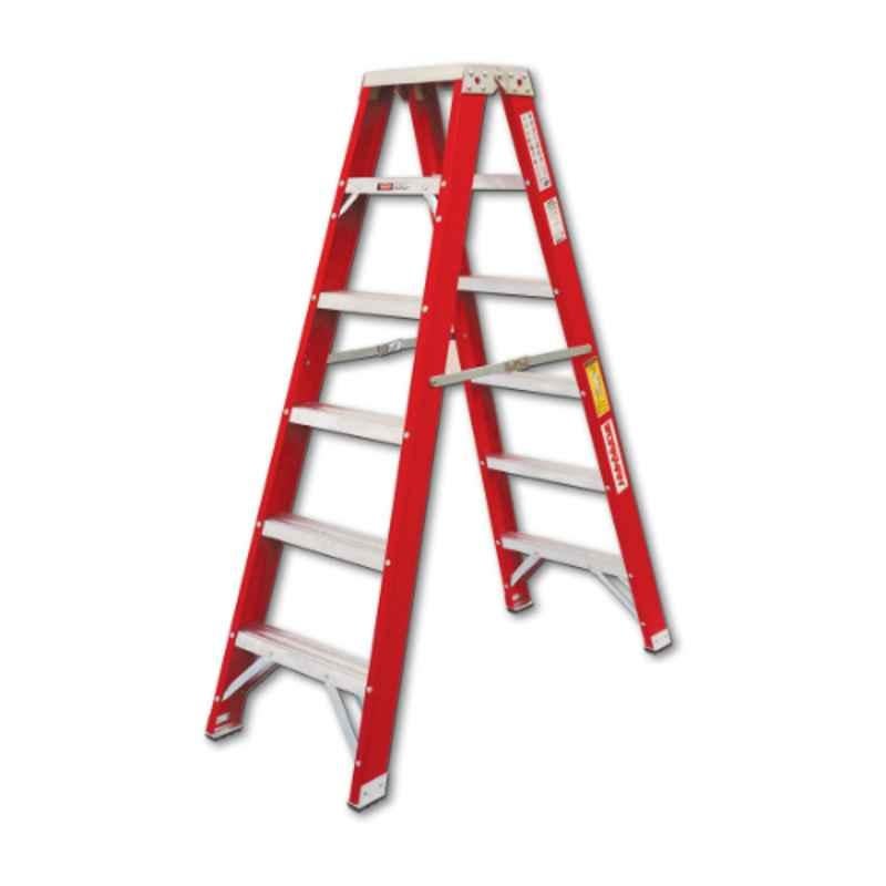Workman 6 Step Fiberglass Red & Yellow A Type Double Sided Ladder