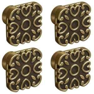 Plantex Knobs for Drawer/Square Drawer Knobs/Knobs for Cabinets/Pull-Push Knobs for Kitchen/Bedroom Drawer (Pack of 4) DTK-299, Antique Brass