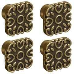 Plantex Knobs for Drawer/Square Drawer Knobs/Knobs for Cabinets/Pull-Push Knobs for Kitchen/Bedroom Drawer (Pack of 4) DTK-299, Antique Brass